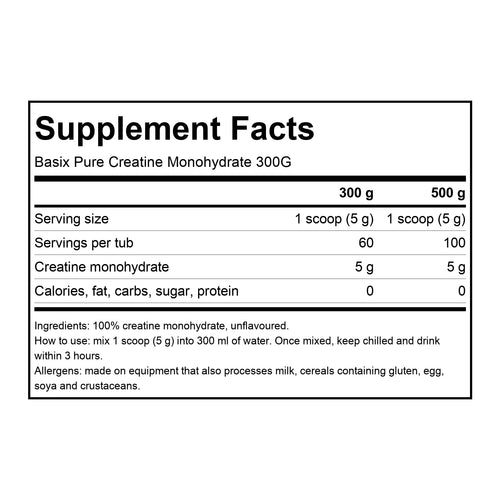 Basix Pure Creatine Monohydrate 300G